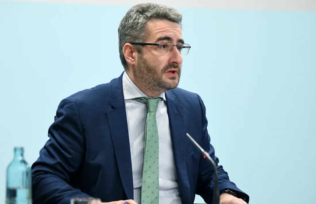El ministre de Finances i portaveu del Govern, Eric Jover, en la compareixença d’avui posterior al consell de ministres.