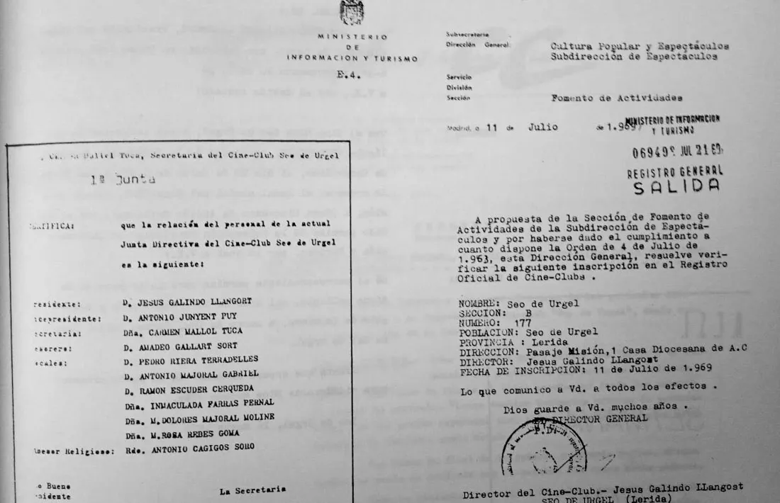 L’acta de constitució del Cineclub de la Seu, el 1969.
