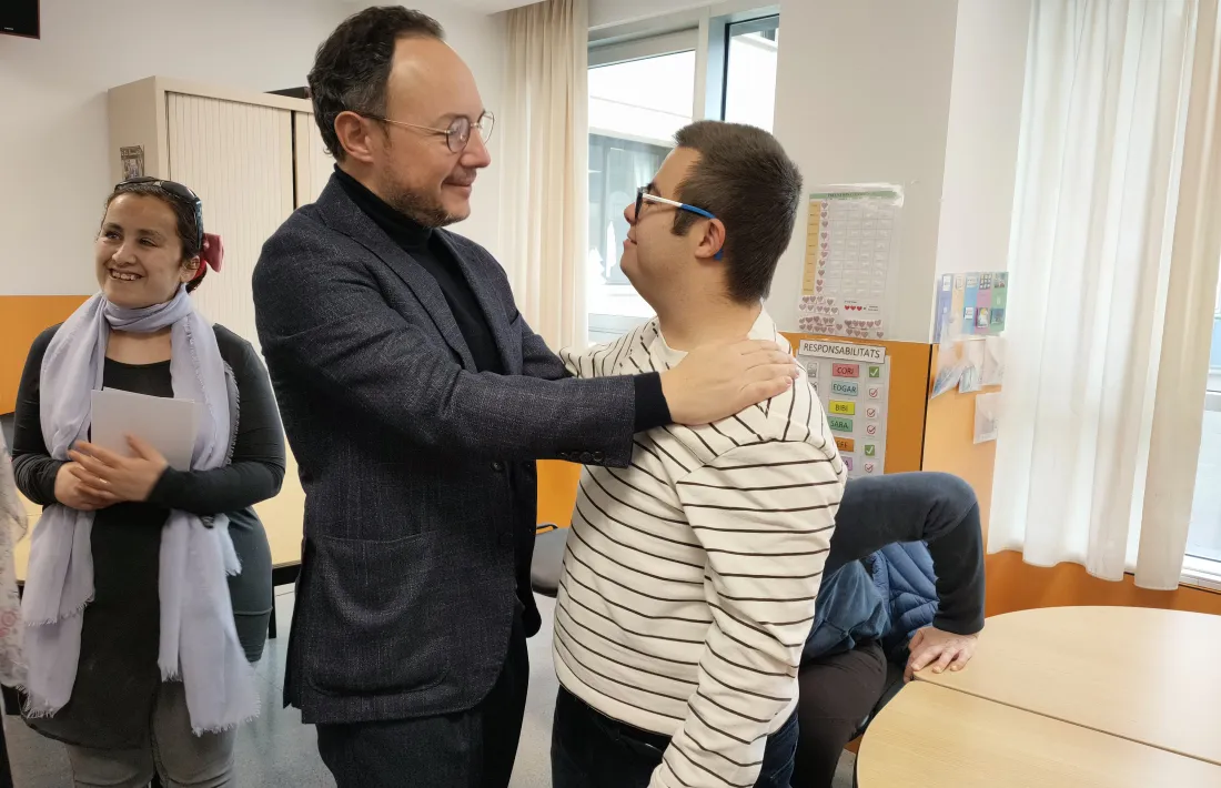 El cap de Govern, Xavier Espot, durant la visita a la Fundació Meritxell, aquest matí.
