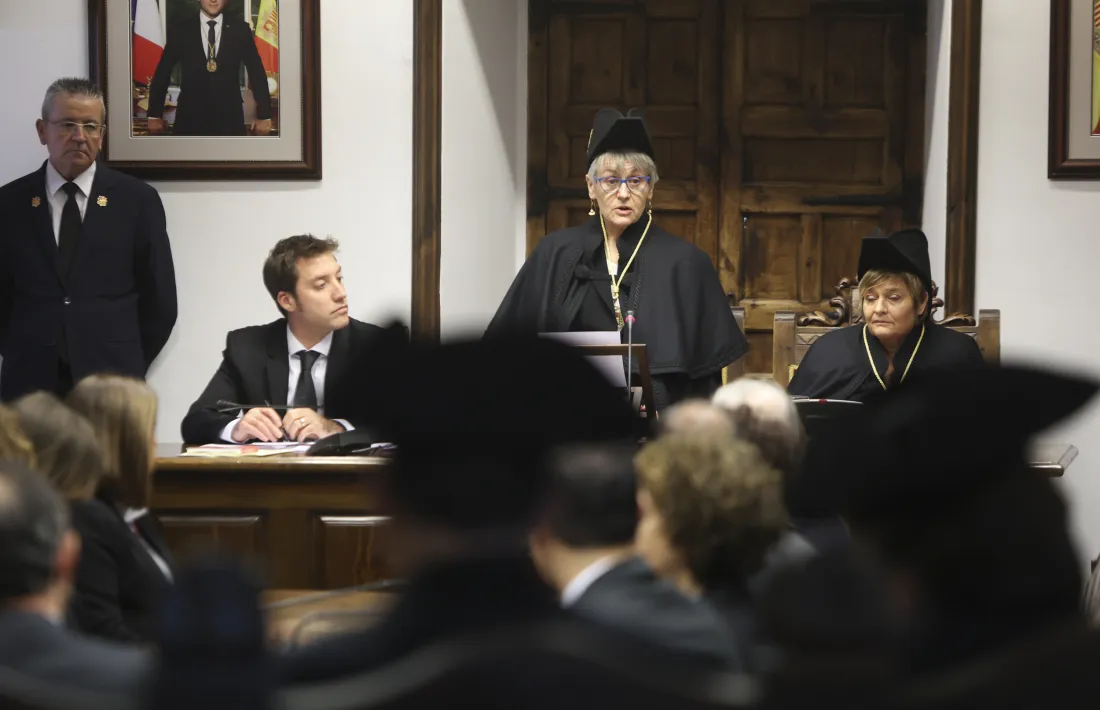 La síndica general, Roser Suñé, durant la tradicional intervenció pel dia de Sant Tomàs. 