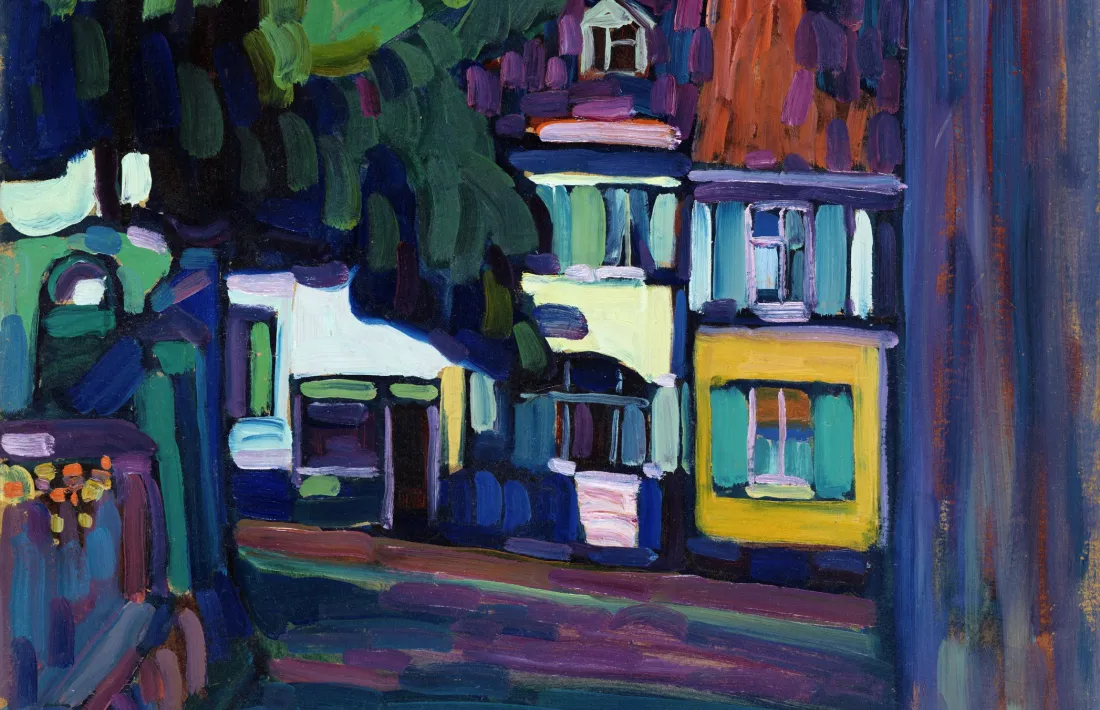 'Murnau, cases a l'Obermarkt', de Vassily Kandinsky (oli sobre cartró, 1908).