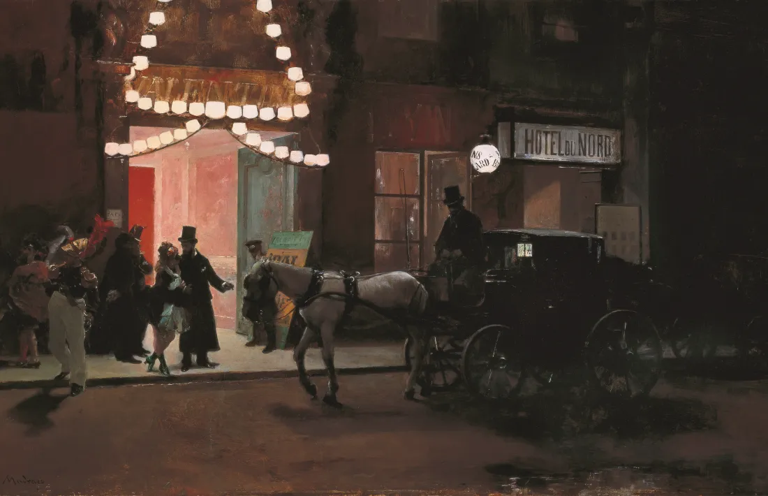 'Sortida del ball de màscares', de Raimundo de Madrazo (oli sobre taula, 1885).