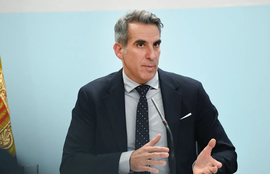 El titular de Finances i portaveu de l’executiu, César Marquina, durant la compareixença d’avui posterior al consell de ministres.