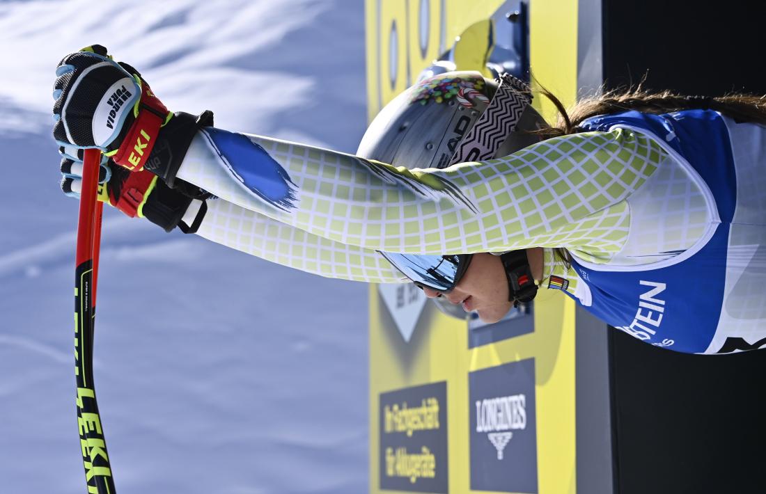 ‘Cande’ Moreno va fer ahir el primer entrenament de descens al Campionat  del Món i avui competirà en supergegant.