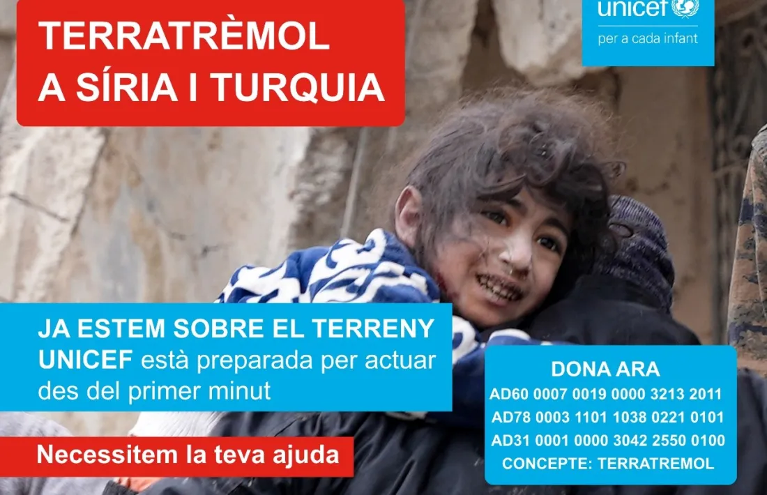 El cartell preparat per Unicef per fer la crida a la solidaritat.