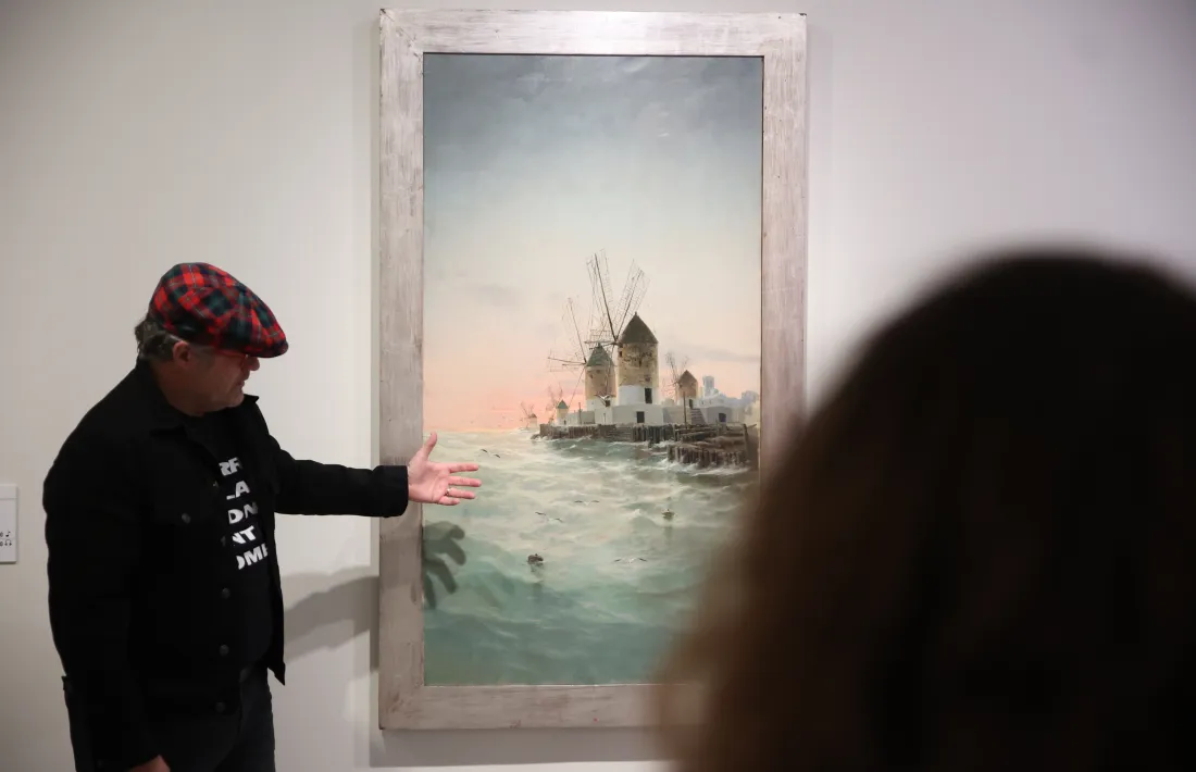 'Molins de vent a la vora del mar', d'Eliseu Meifrén (1887).