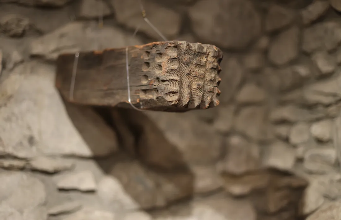 Aquest cap de biga molt probablement representa un andà.