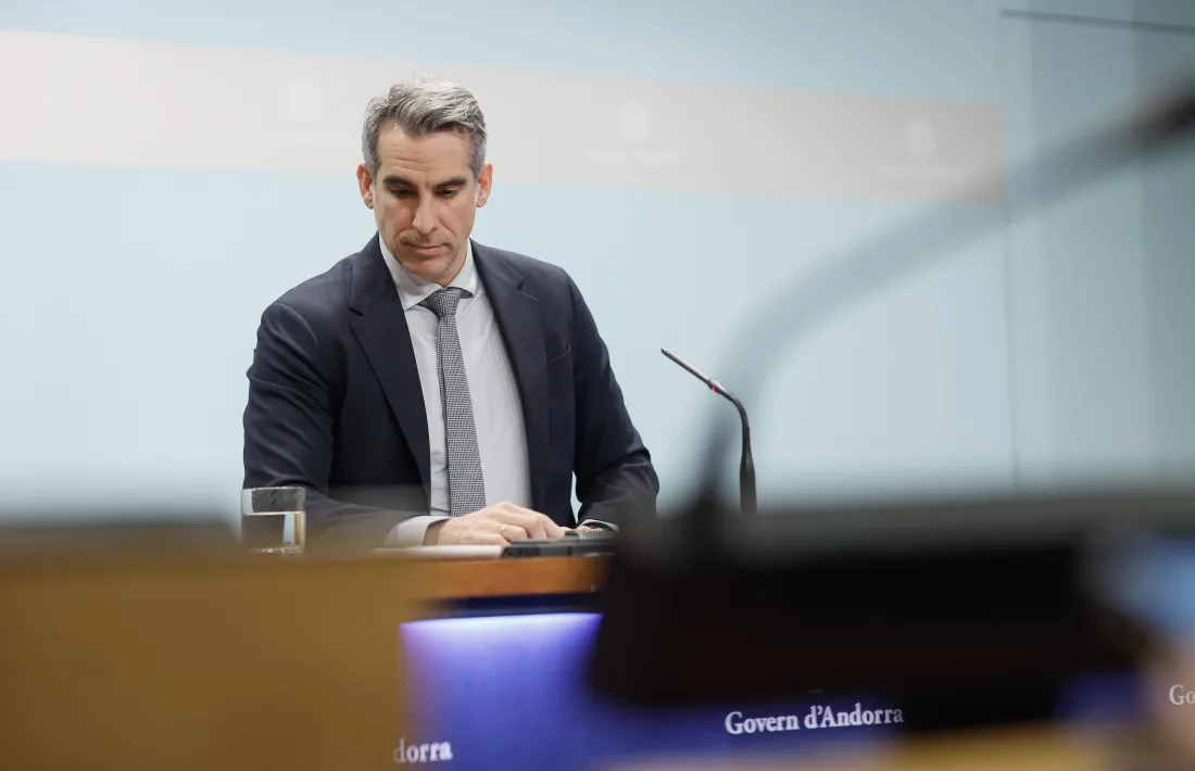 El ministre de Finances i portaveu en funcions, Cesar Marquina, a la roda de premsa posterior al consell de ministres.