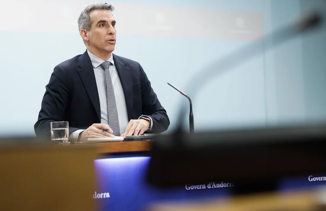 El ministre de Finances i portaveu de l’executiu en funcions, César Marquina, en la compareixença d’ahir.