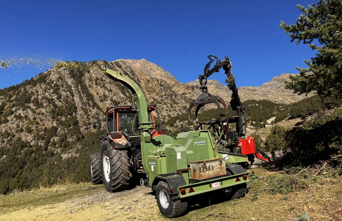 Maquinària fent treballs als boscos de la Massana.
