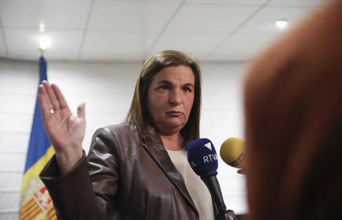 La ministra d’Administracions Públiques i Participació Ciutadana en funcions, Trini Marín, en la compareixença d’ahir.