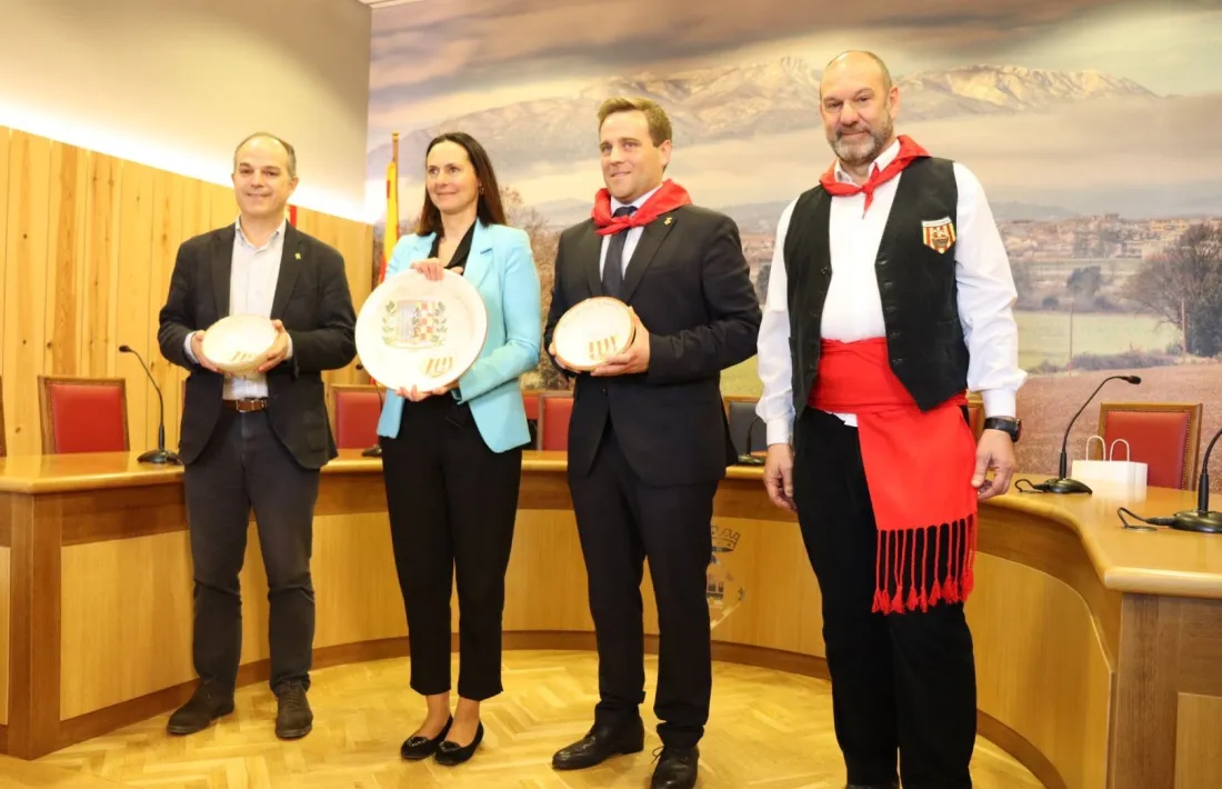 Molné amb l'alcalde de Vidreres i el president de la Comissió del Ranxo.