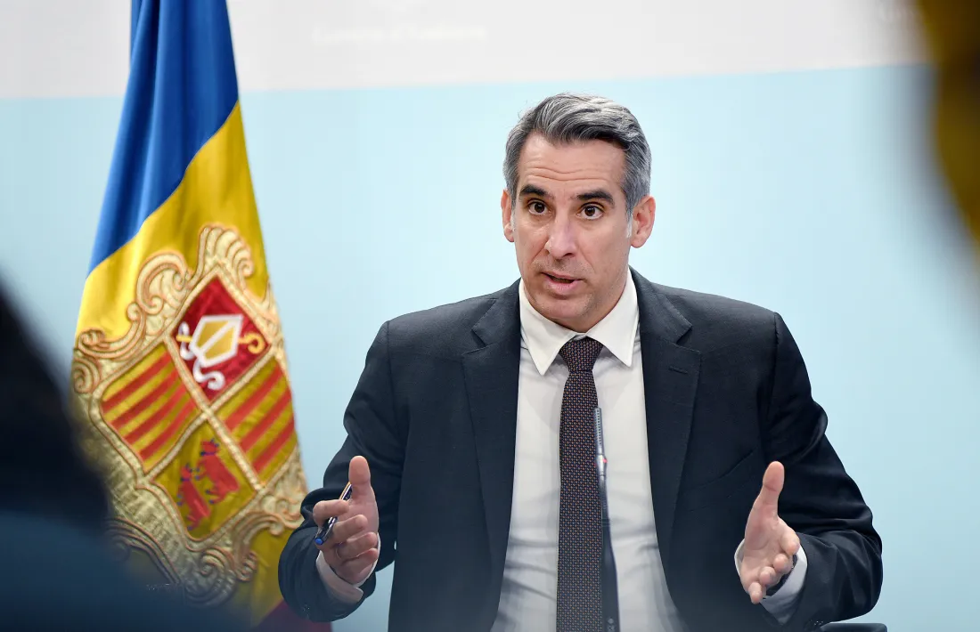 El ministre de Finances i portaveu del Govern, César Marquina, en la compareixença d'ahir.