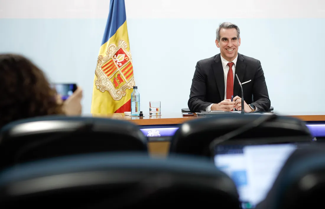 El titular de Finances i portaveu de l’executiu, César Marquina, en la compareixença posterior al consell de ministres d’avui.