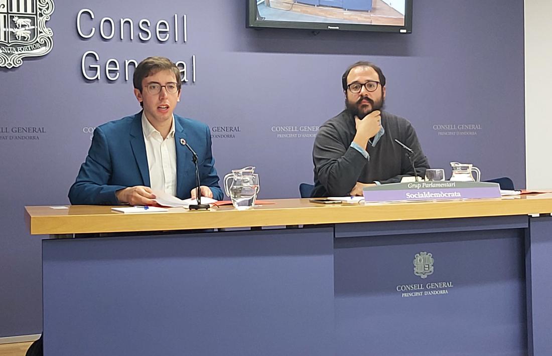 Roger Padreny i Carles Sánchez en una compareixença al Consell General.