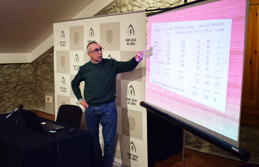 Un moment de la conferència de l'historiador David Mas, avui.