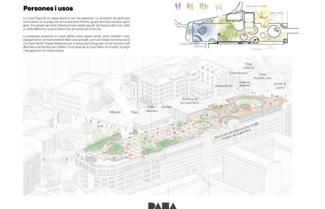 Plànol global que permet fer-se càrrec de l’actuació que es farà a tota la plaça del Poble.