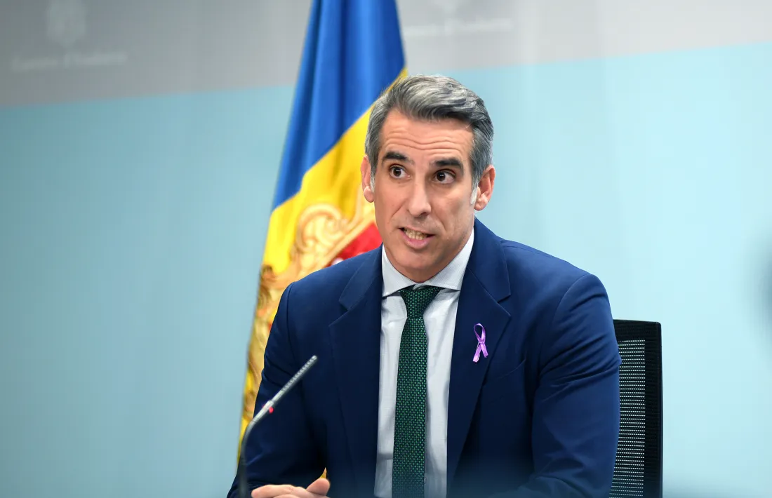 El ministre portaveu en funcions, César Marquina, en la compareixença d’aquesta tarda.