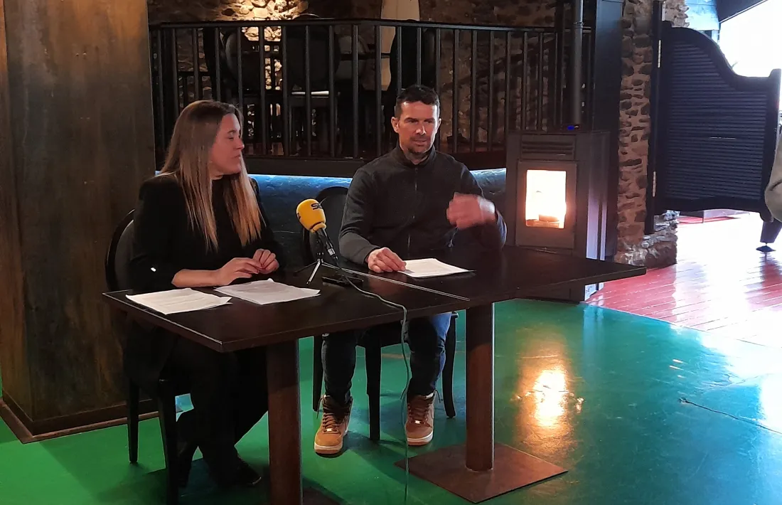 Un moment de la roda de premsa d'aquest matí. 