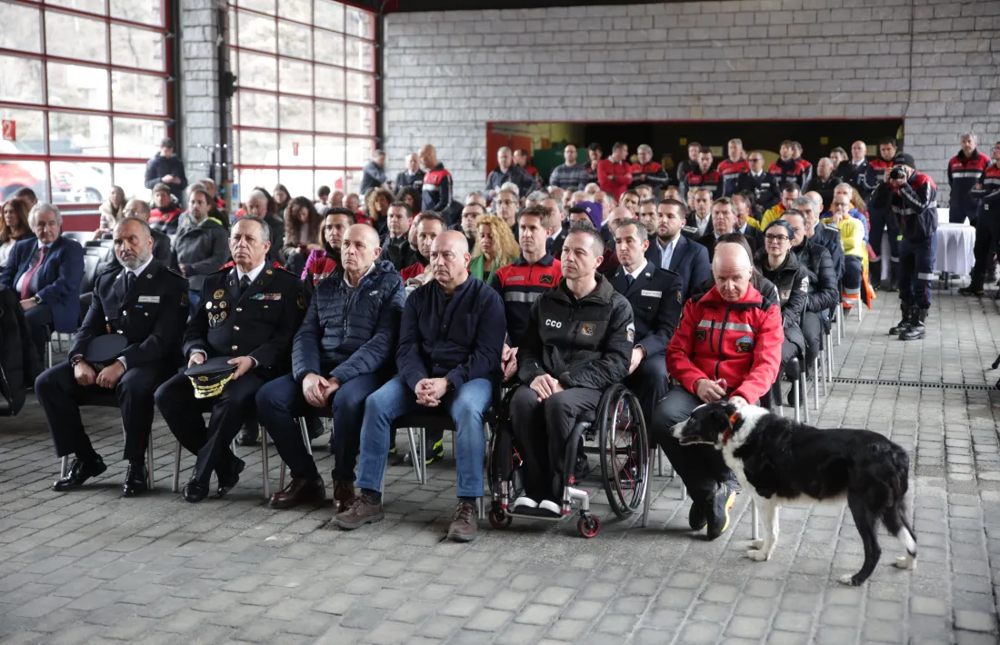 Un moment de la celebració del patró dels bombers, aquest matí.