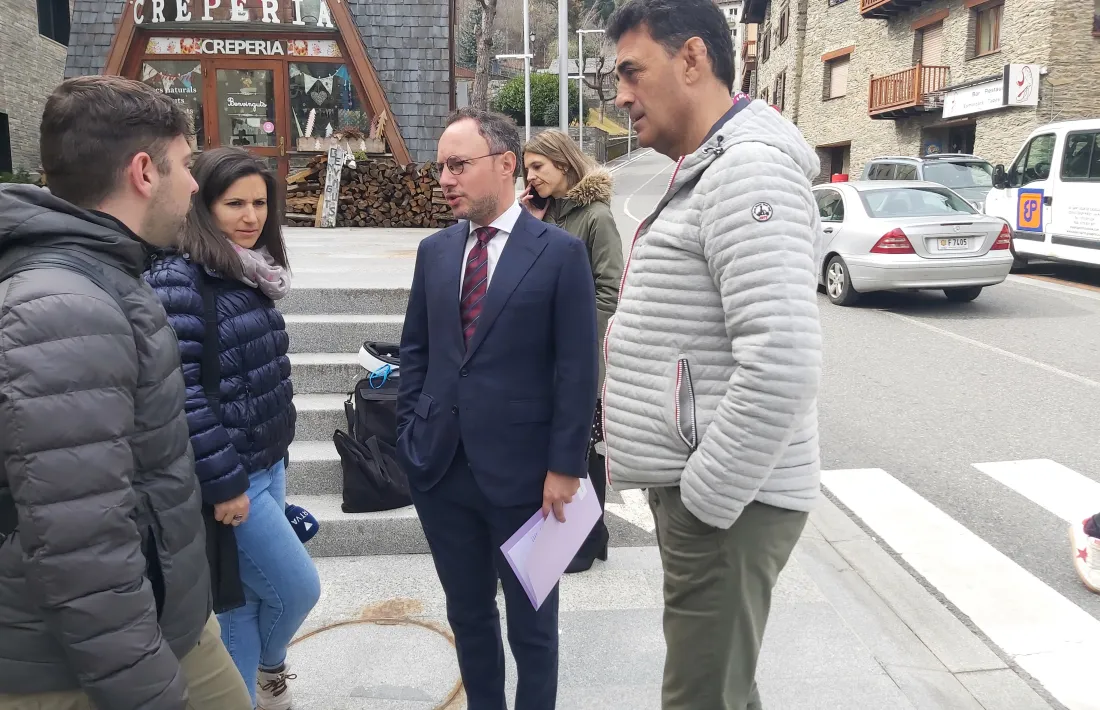 Xavier Espot i el número quatre de la llista nacional, Raül Ferré, avui a la Massana.