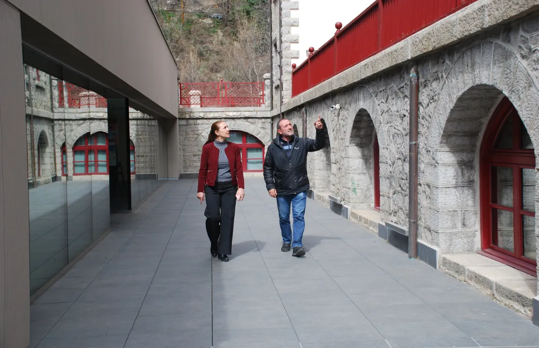 Maribel Lafoz i Jordi Troguet, aquesta matí al ministeri de Cultura.