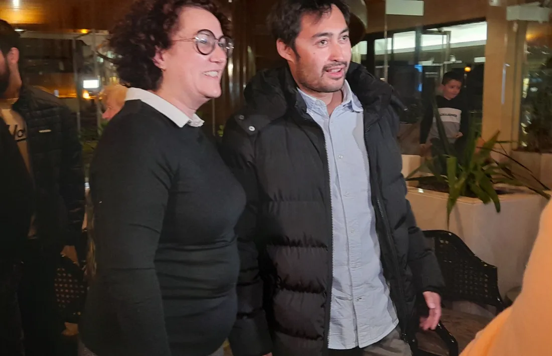 Judith Pallarés i el candidat a la territorial de la Massana, Josep Fusté, al Roc Blanc.