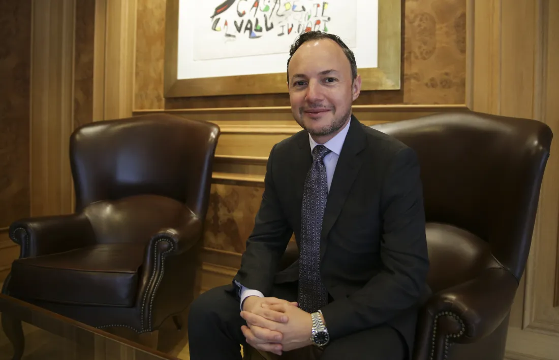 El conseller electe i cap de Govern en funcions, Xavier Espot, al seu despatx de l’edifici administratiu.