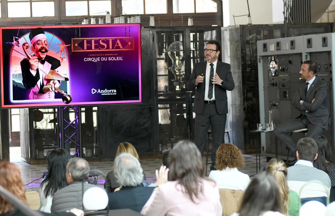 El director general d’Andorra Turisme, Betim Budzaku, i el ministre de Turisme en funcions, Jordi Torres, en la presentació de ‘Festa’.