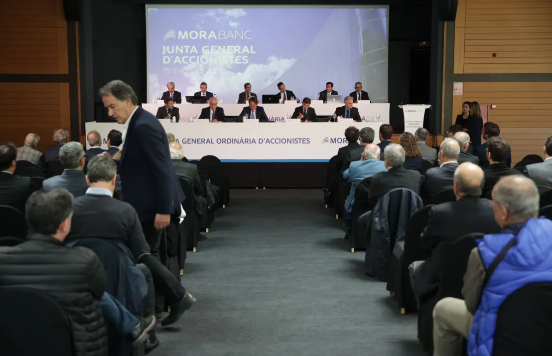 Un instant de la junta general d'accionistes celebrada aquest matí.
