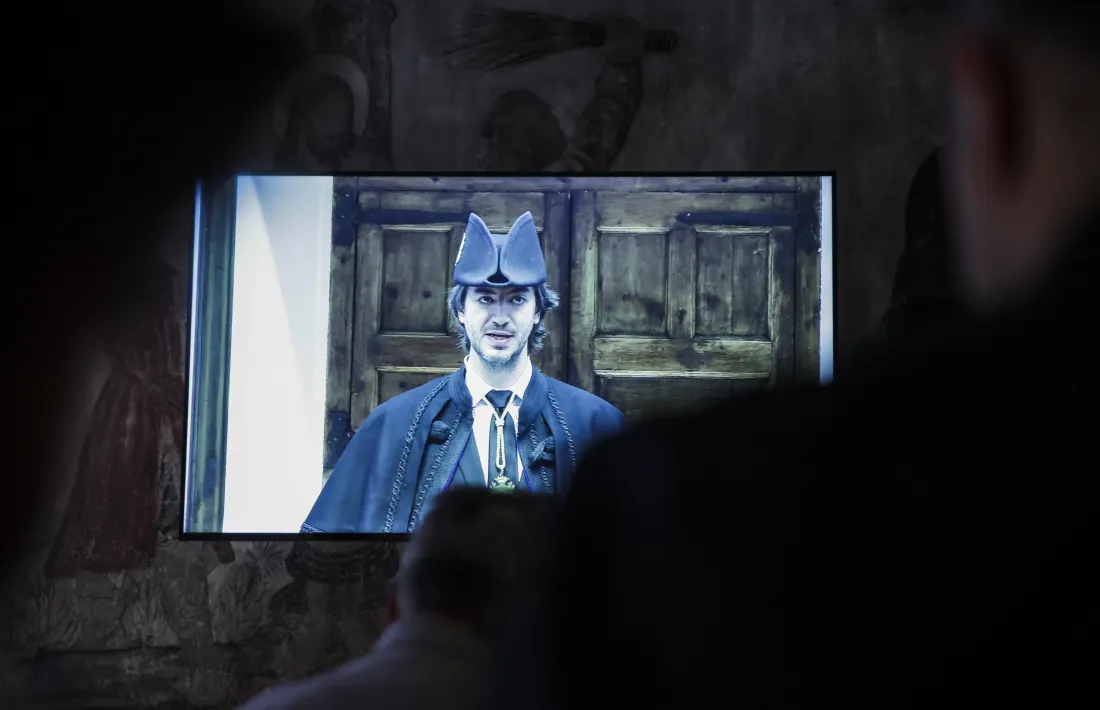 El síndic general, Carles Enseñat, en un moment del seu primer discurs després de prendre possessió del càrrec.