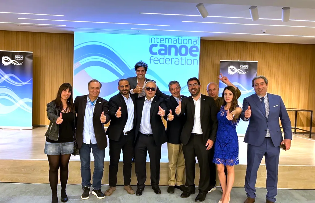 La delegació catalana, en conèixer l'èxit de la candidatura. 