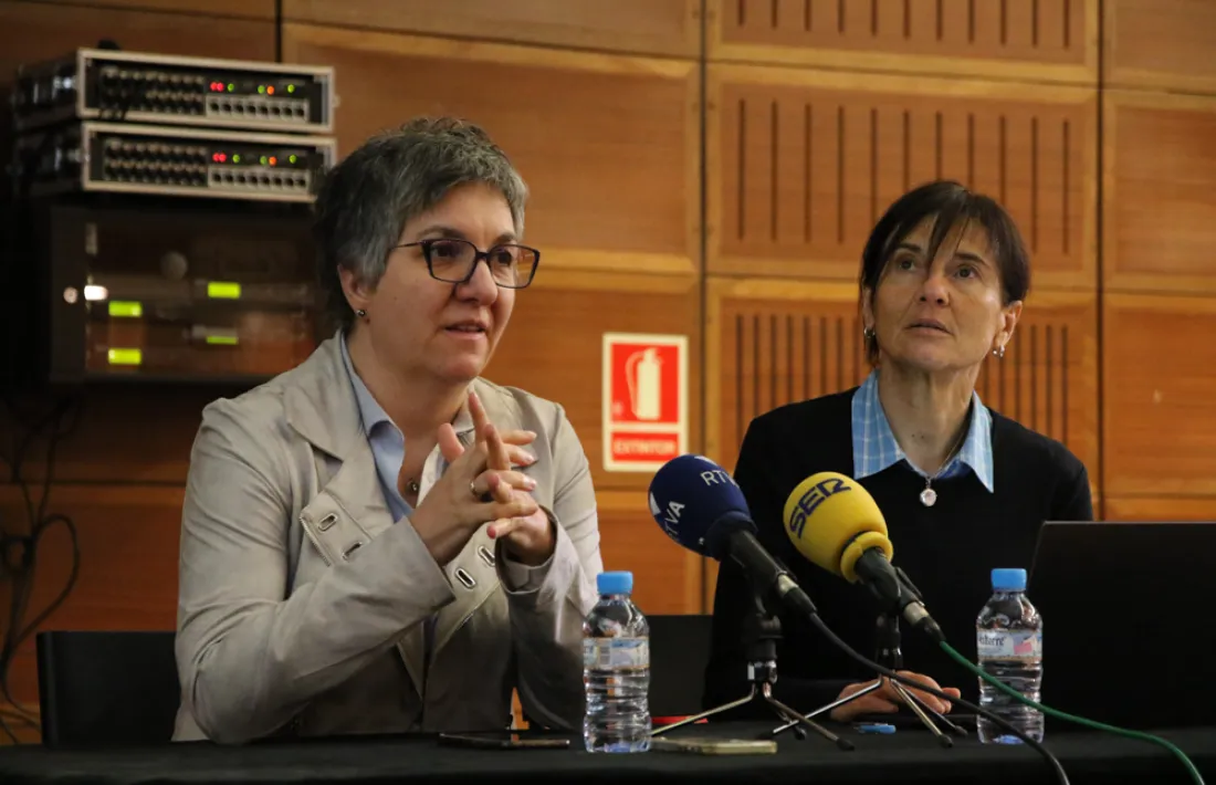 Cèlia Vendrell i Isabel Rogé en la roda de premsa d'aquest matí.