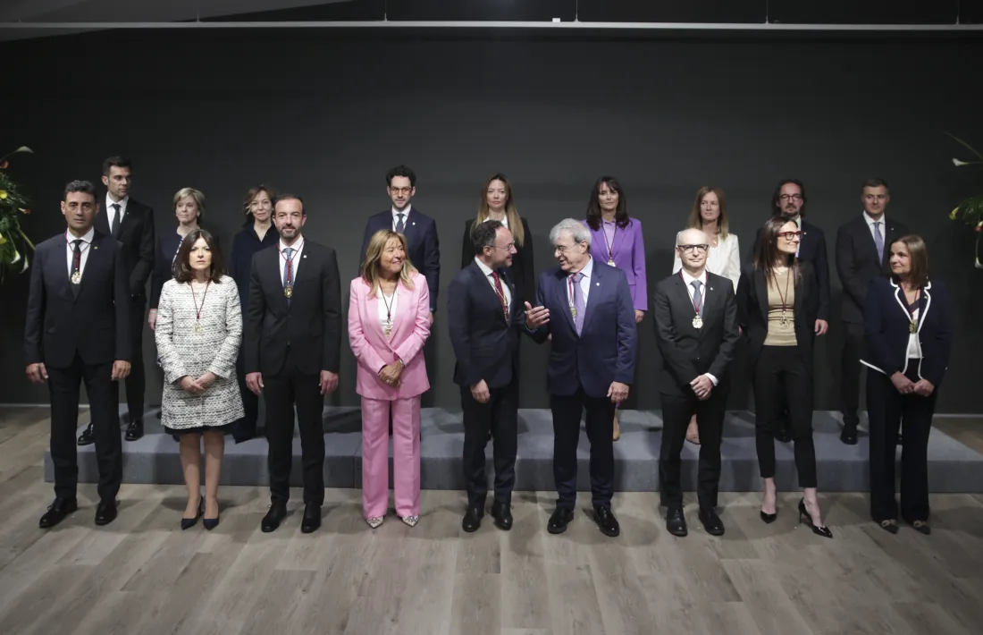 Espot amb tots els ministres i secretaris d’Estat que van jurar ahir a la sala d’exposicions del Govern.