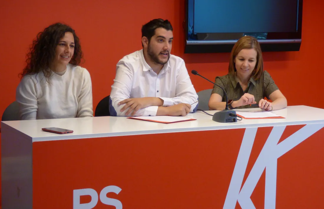 La nova executiva del PS formada per Maria Nazzaro, Pere Baró i Marta Pujol.
