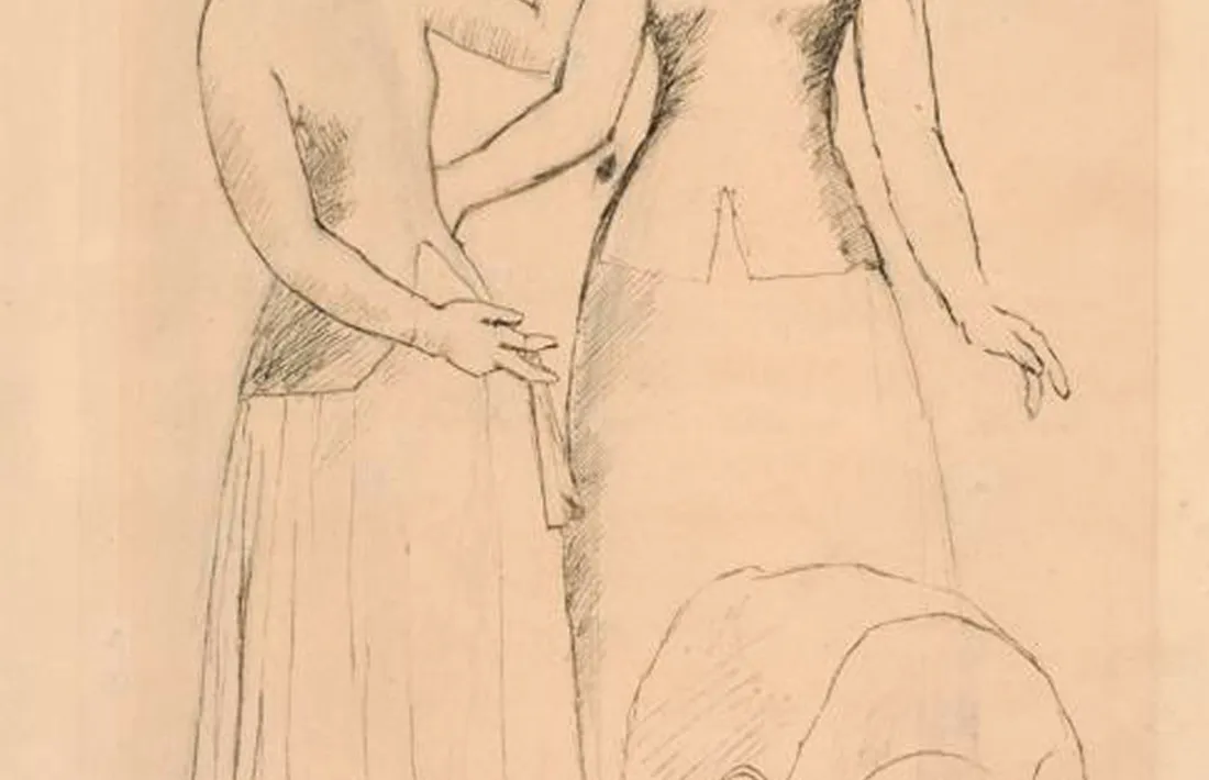 Fragment de ‘Paysannes d’Andorre’, dibuix a llapis i tinta datat a Gósol l’estiu del 1906.