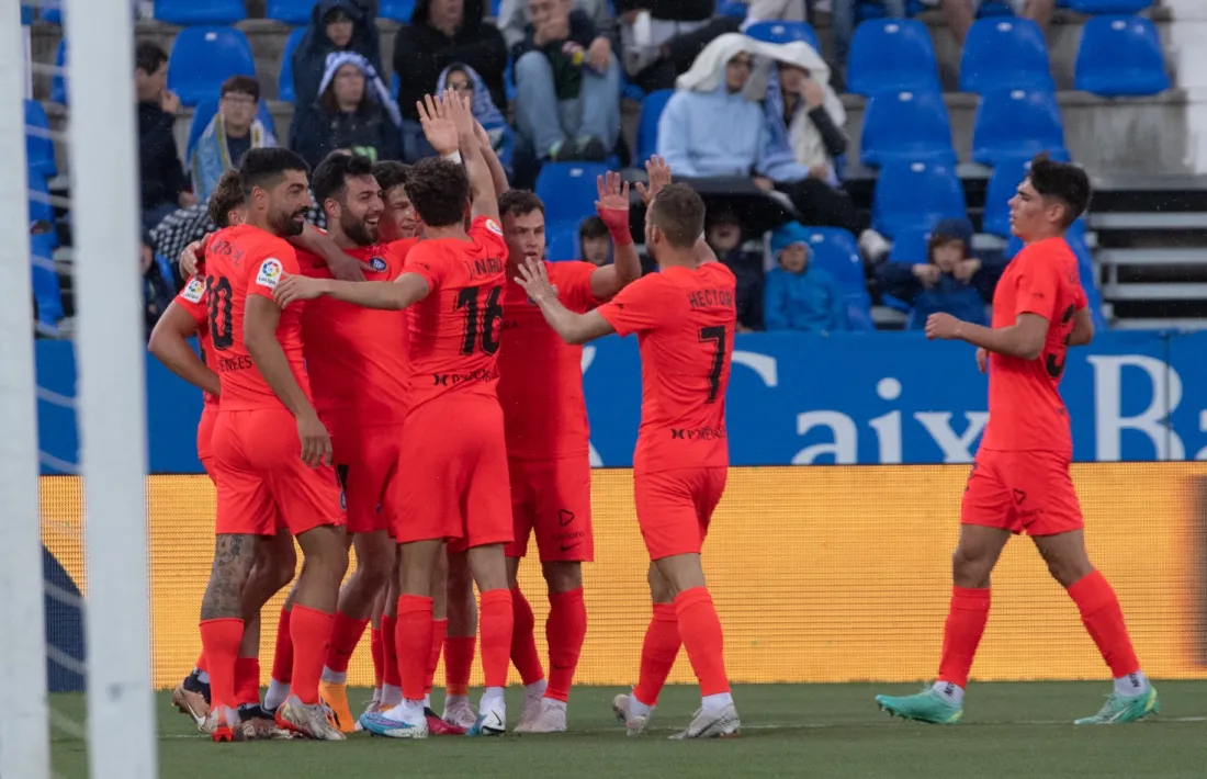 Els jugadors de l'FC Andorra cel·lebrant el 0 a 1 a Leganés.