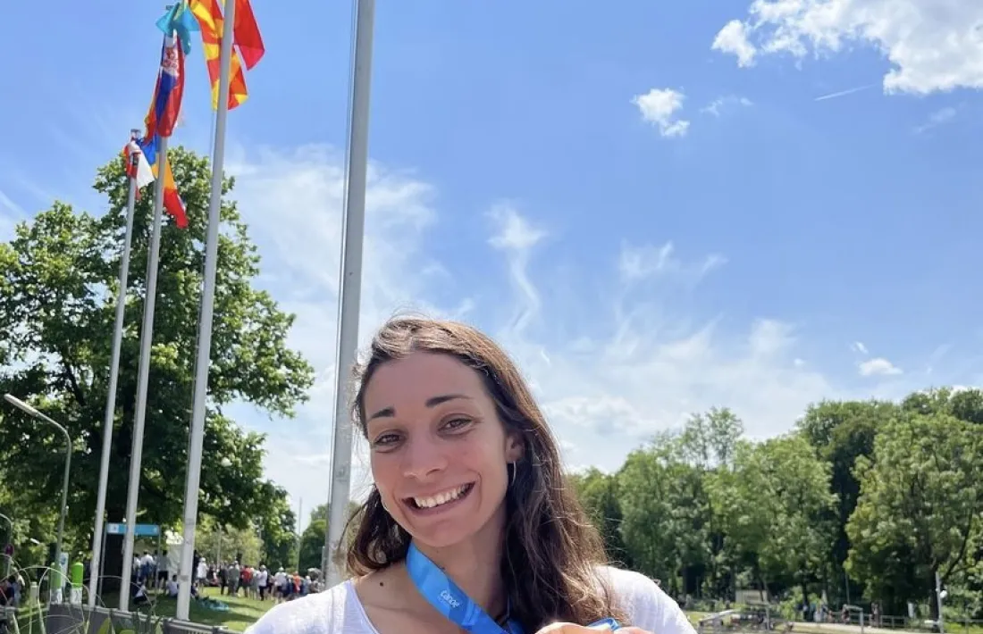 Monica Doria, amb el bronze.