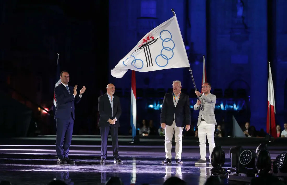 Xavier Espot, cap de Govern, a la cerimònia de clausura dels Jocs dels Petits Estats.
