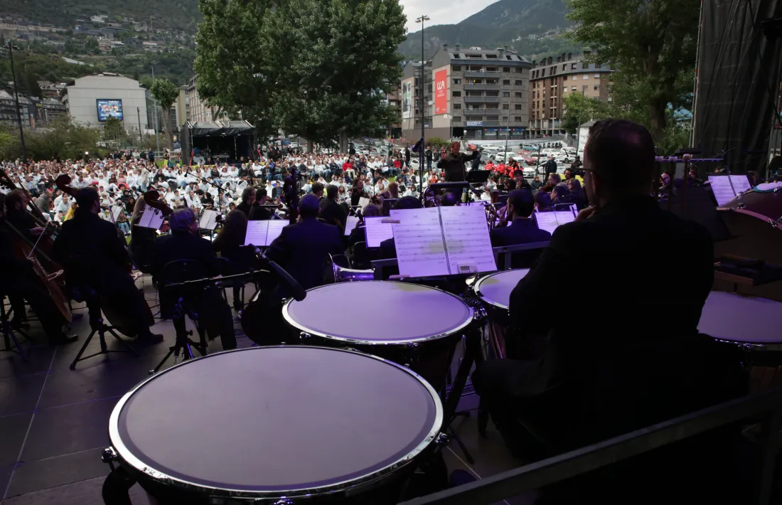 Vista de la platea improvisada al Parc Central des de la tarima habilitada per als músics.