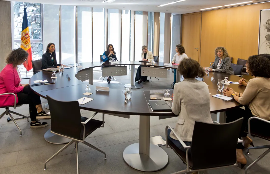M'jid en un moment de la reunió amb els membres de la comissió d'Afers Socials i Igualtat.