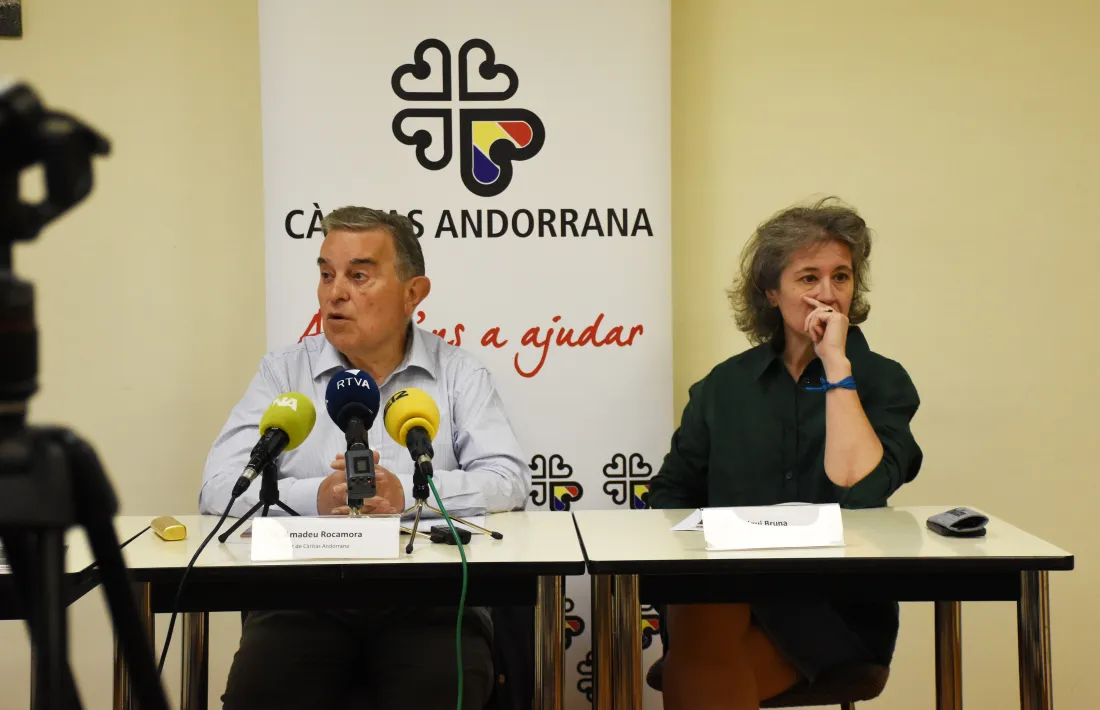 Amadeu Rocamora i Txiqui Bruna han presentat aquest matí la memòria de Càritas Andorrana.