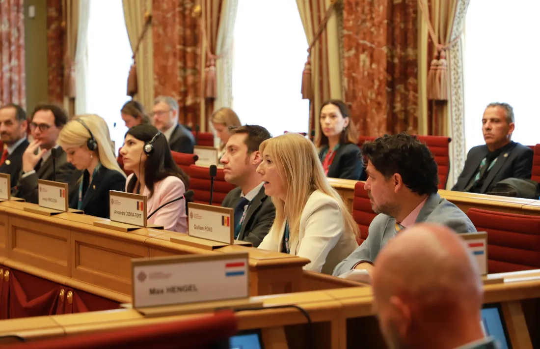 Codina intervenint a la Conferència de presidents de parlaments dels petits estats d'Europa.