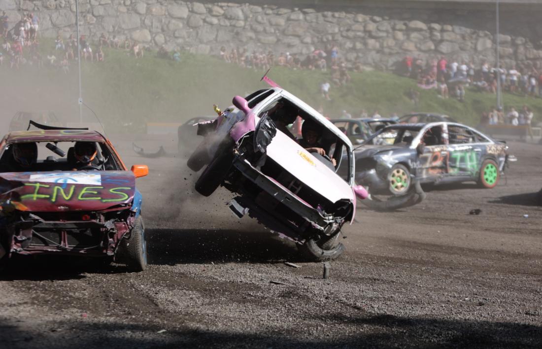 Un moment del Crash Car d'Encamp, aquesta tarda.