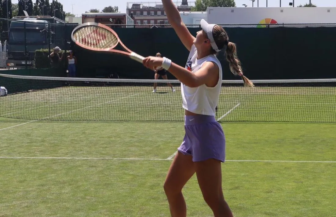Vicky Jiménez entrenant ahir a Londres.