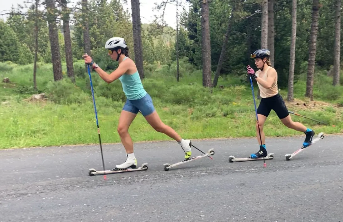 Carola Vila i Gina del Rio entrenant a Font Romeu.