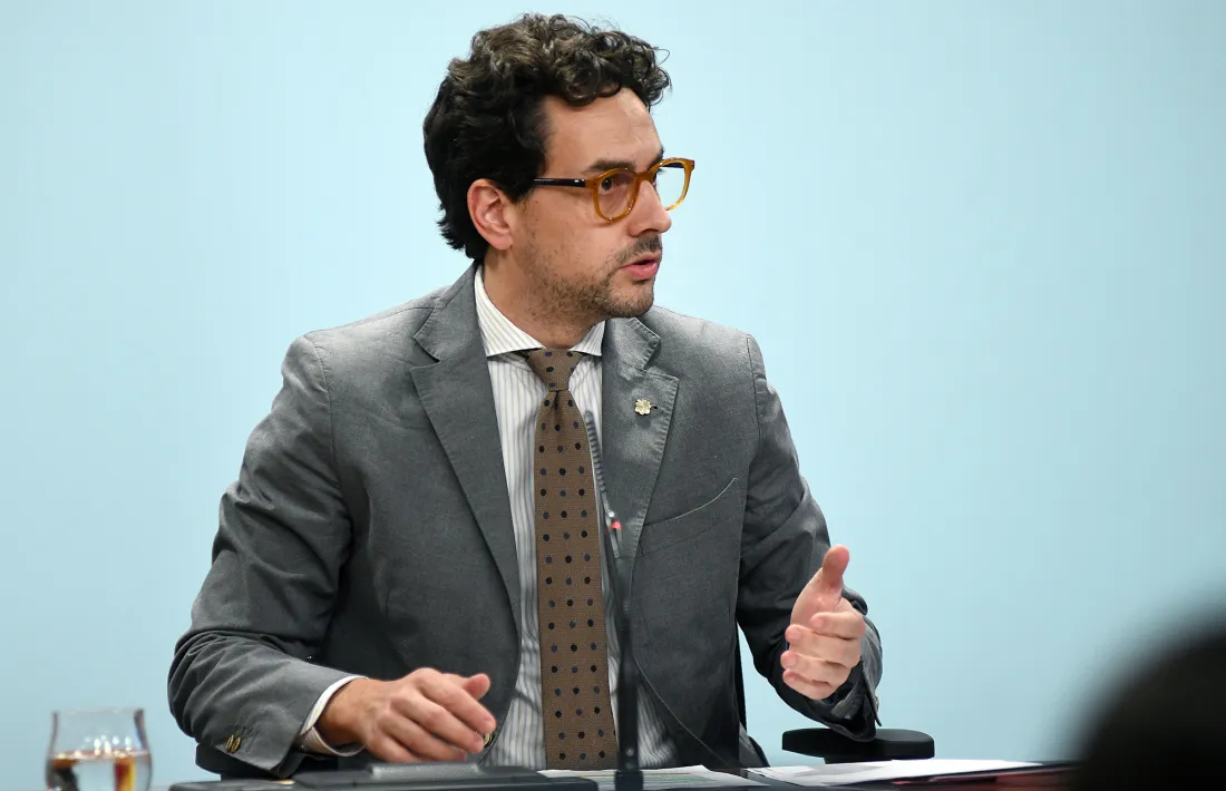 El ministre portaveu, Guillem Casal, durant la compareixença d’aquesta tarda.