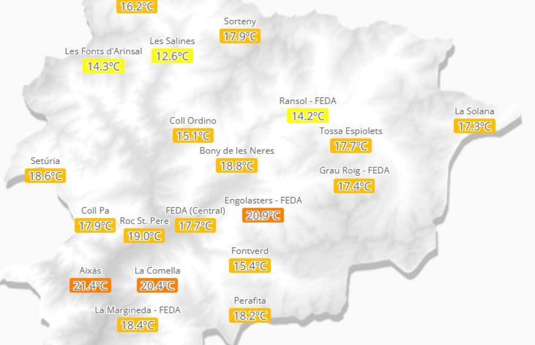 Registres de temperatures assolits aquesta passada nit.