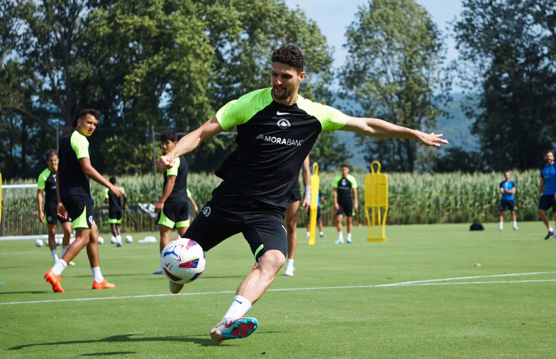 Almpanis, en un entrenament.