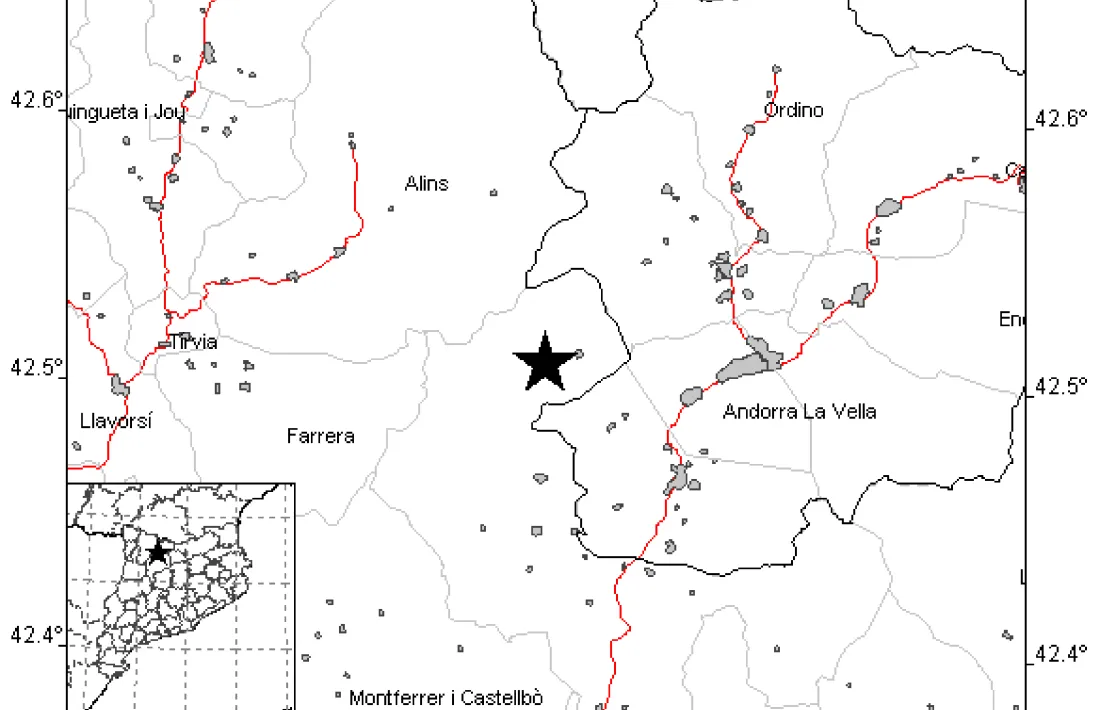 Mapa que mostra on ha estat l'epicentre del sisme.